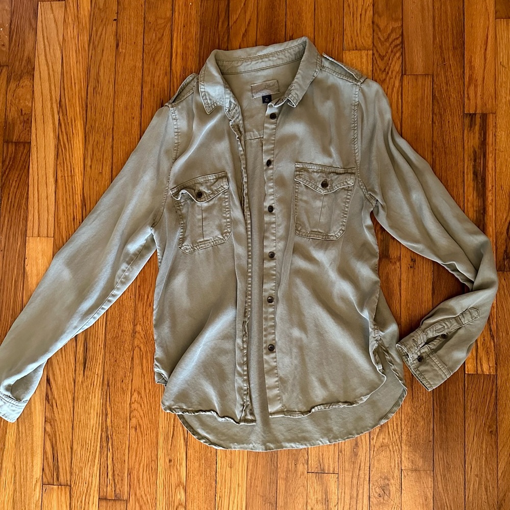 Olive button up top